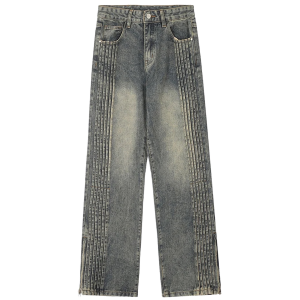 Structured Edge Denim Jeans with Side Zip