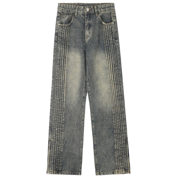 Structured Edge Denim Jeans with Side Zip