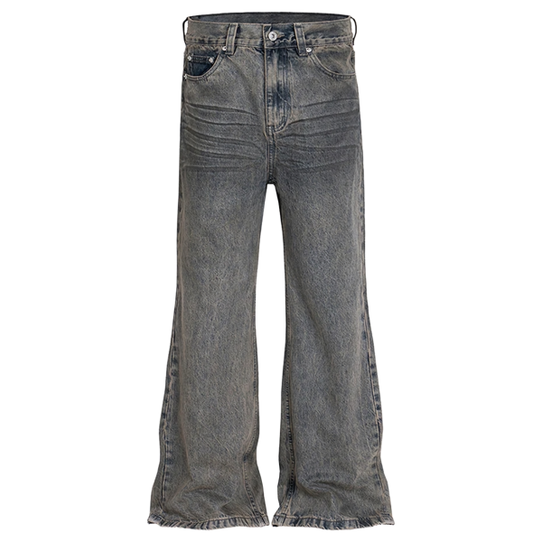 Stonewashed Flare Leg Denim Jeans