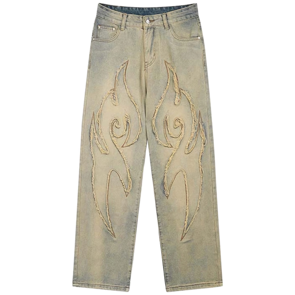 Raw-Edge Distressed Denim Jeans