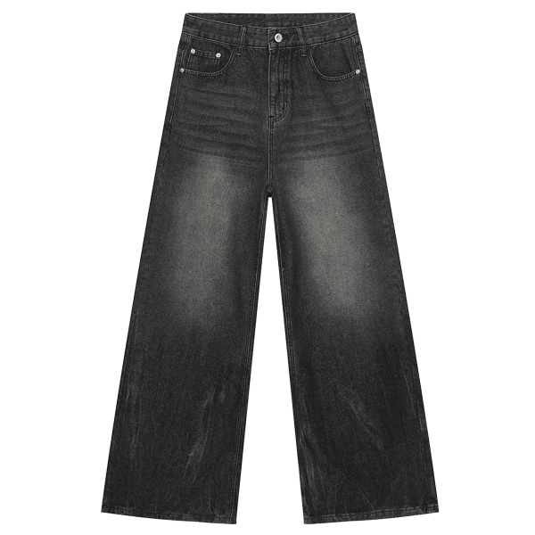 Wide Leg Black Denim Jeans